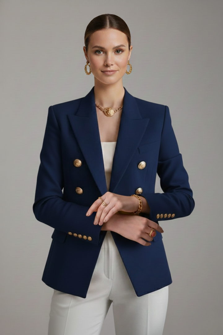 Women's Double-Breasted Button Blazer, Tailored Jacket - view 2