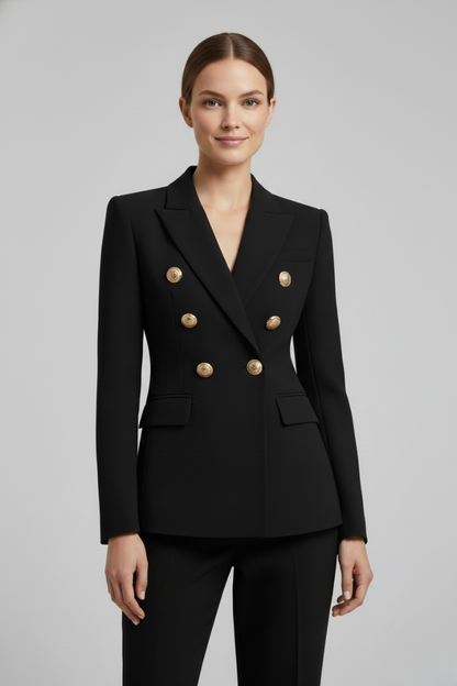 Women's Double-Breasted Button Blazer, Tailored Jacket - view 8