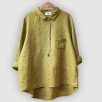 Eliviane | Shirt Linen Dipped Hem Oversized Chest Pocket