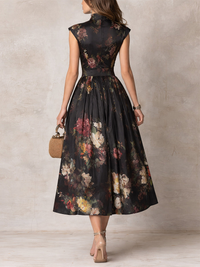 Orveline | Midi Dress A-Line Pleated Keyhole Neck Champagne