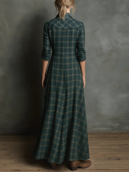 Prindel boho plaid shirt maxi dress - full length