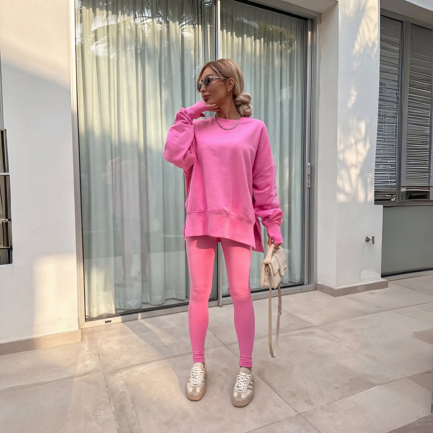 Tessane Pink co-ord set - front view