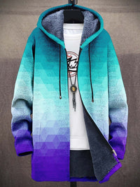 Women's Ombre Print Hooded Cardigan, Fleece Lined Zip Jacket