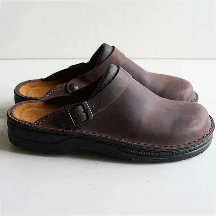 Belvone Brown clogs - front view