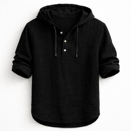 Lorvener | Men's relaxed linen hooded shirt