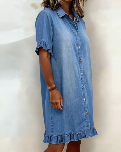 Yvanna denim shirt dress back view