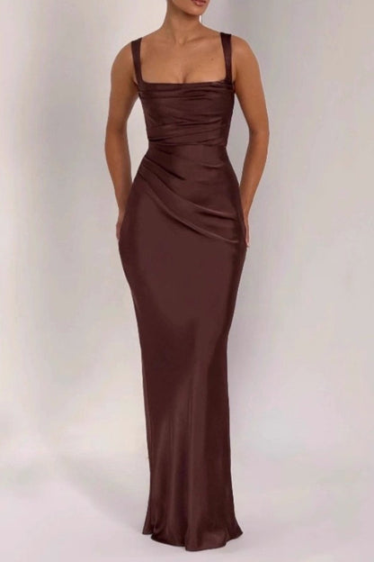 Wervane | Square-neck tie-waist bodycon mermaid dress