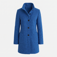Women's Stand Collar Button Coat with Patch Pockets, All Season Coat