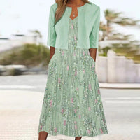 Almuth | Floral Midi Dress And Blazer Set
