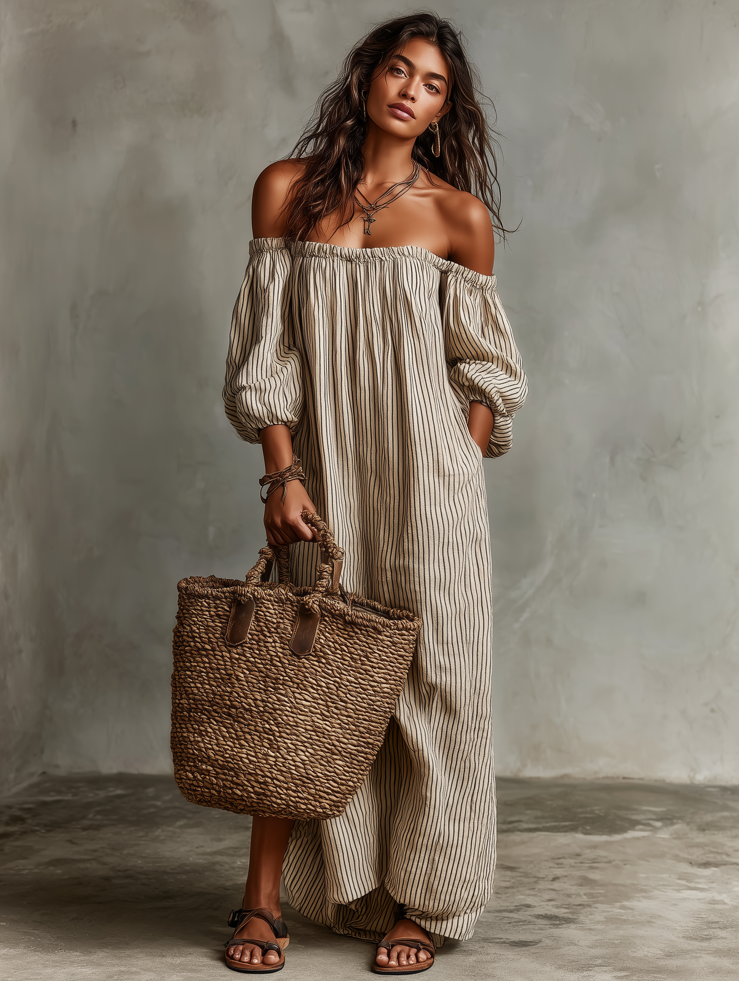 Calienne linen dress back view