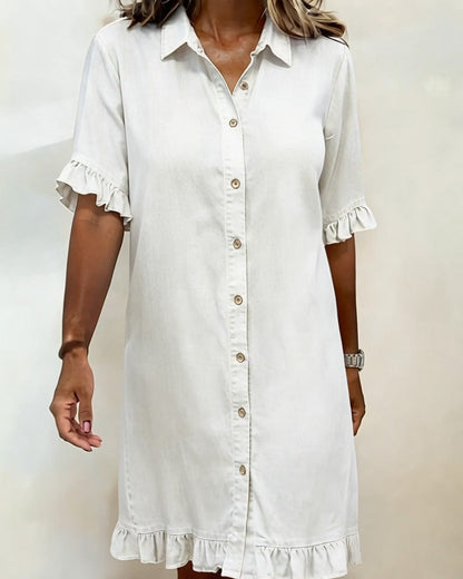 Yvanna white denim dress lifestyle