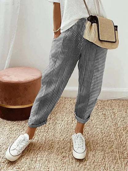 Lidarne | Lightweight Striped Wide-Leg Summer Trousers — image 5