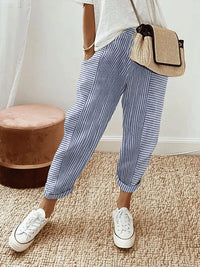 Lidarne | Lightweight Striped Wide-Leg Summer Trousers