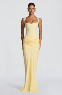 Lunavie | Maxi Dress Square Neck Crepe Lace-Up