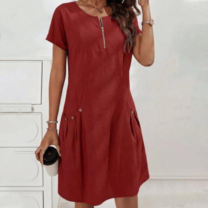 Talvine | Half-zip button-pocket dress