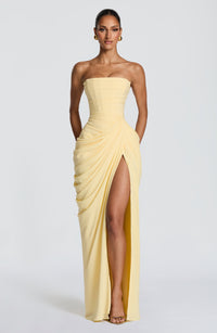 Lolai | Strapless corset maxi dress with side split