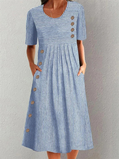 Sorine blue midi dress - front view