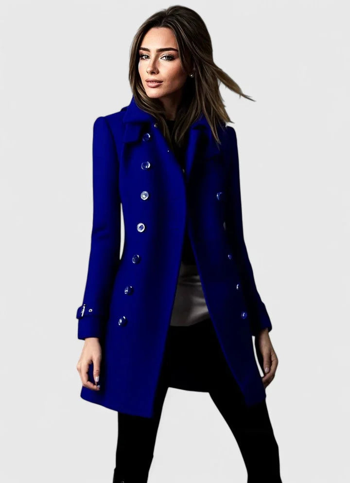 Women's Double-Breasted Notch Lapel Coat, Winter - view 2