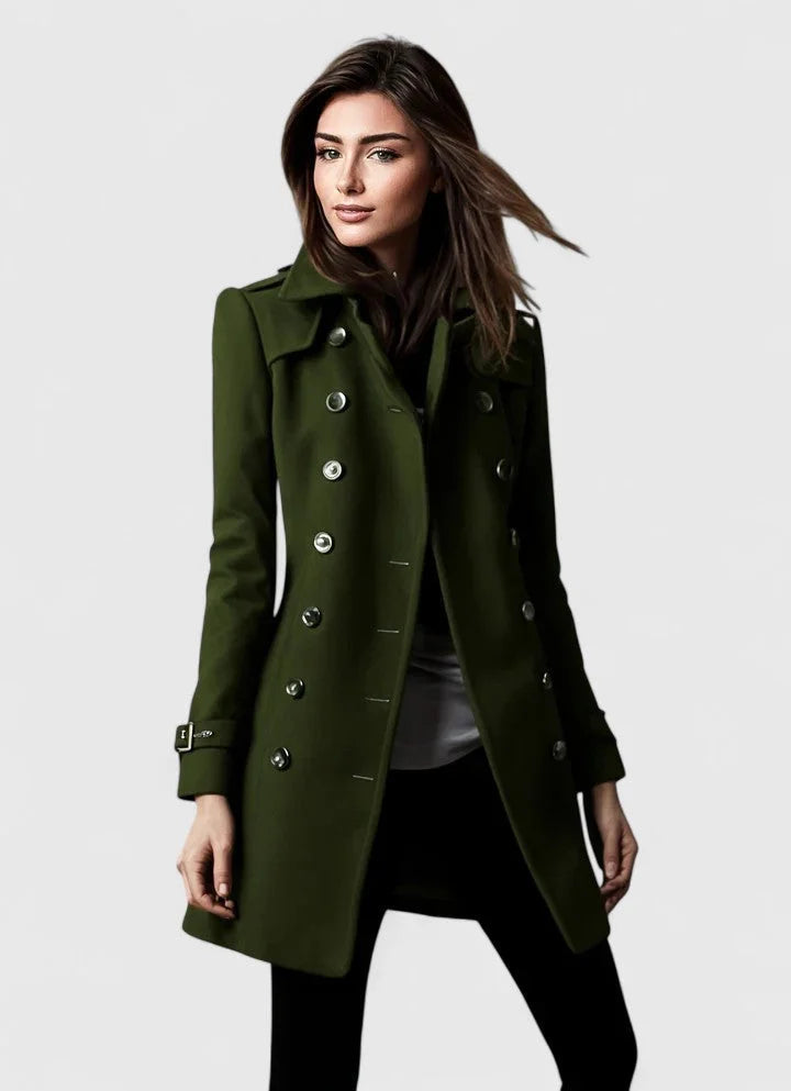 Women's Double-Breasted Notch Lapel Coat, Winter - view 3