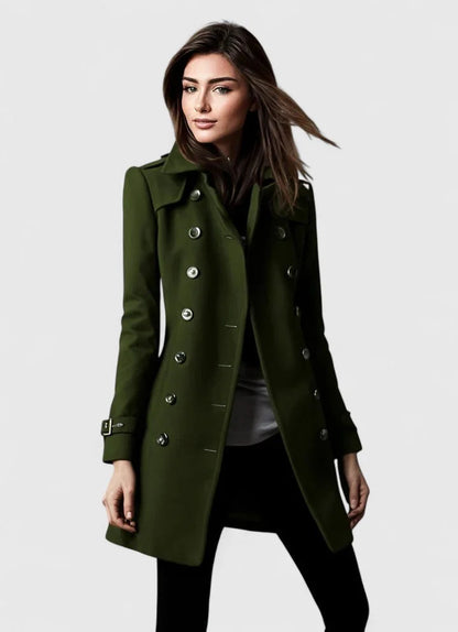 Women's Double-Breasted Notch Lapel Coat, Winter - view 3