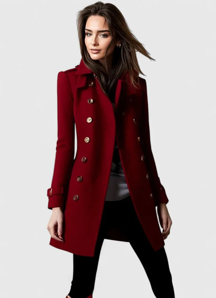 Women's Double-Breasted Notch Lapel Coat, Winter