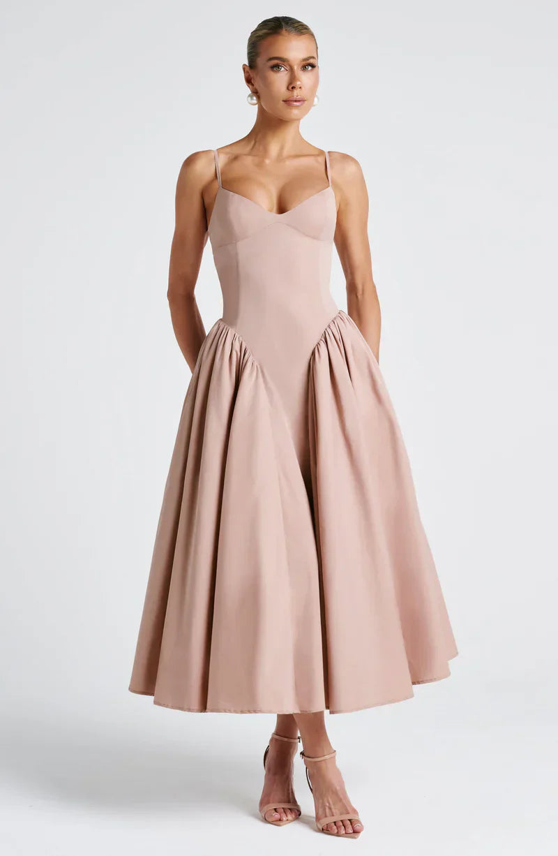 Amelia | Midi Dress Floral Square-Neck Puff Sleeve