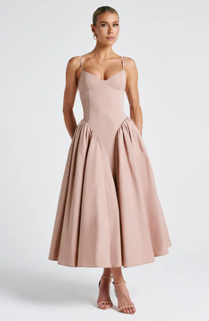 Amelia | Midi Dress Floral Square-Neck Puff Sleeve