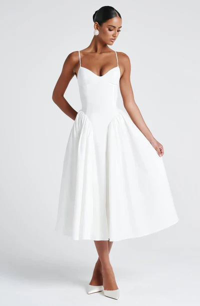 Amelia | Midi Dress Floral Square-Neck Puff Sleeve