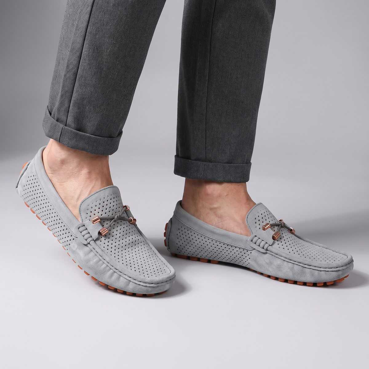 Men's Perforated Leather-Look Loafers, Slip-On Shoes