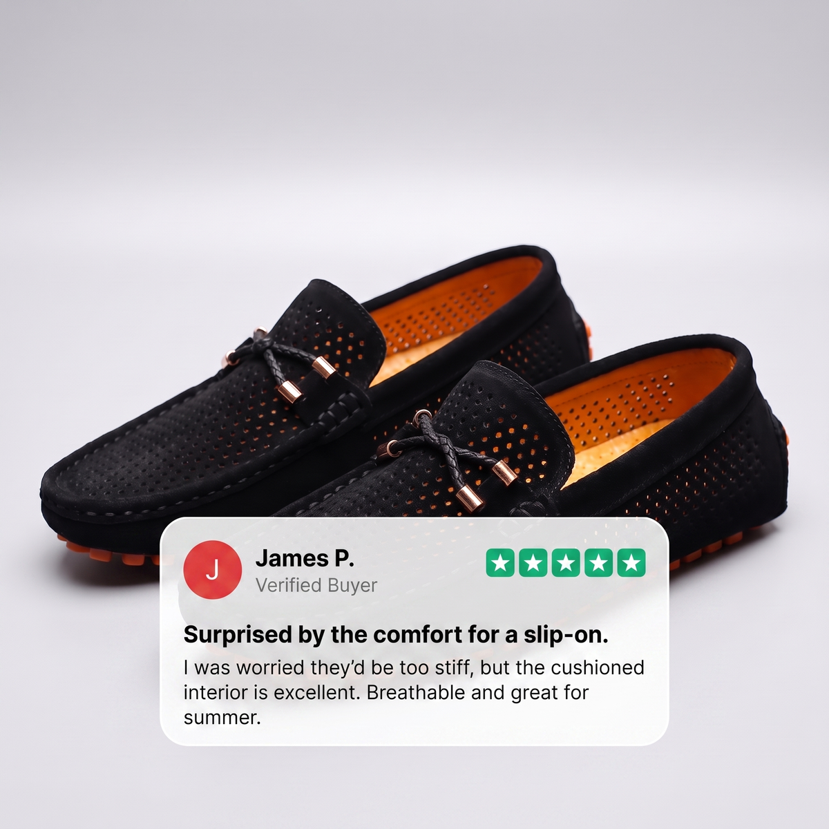 Men's Perforated Leather-Look Loafers, Slip-On Shoes - view 7