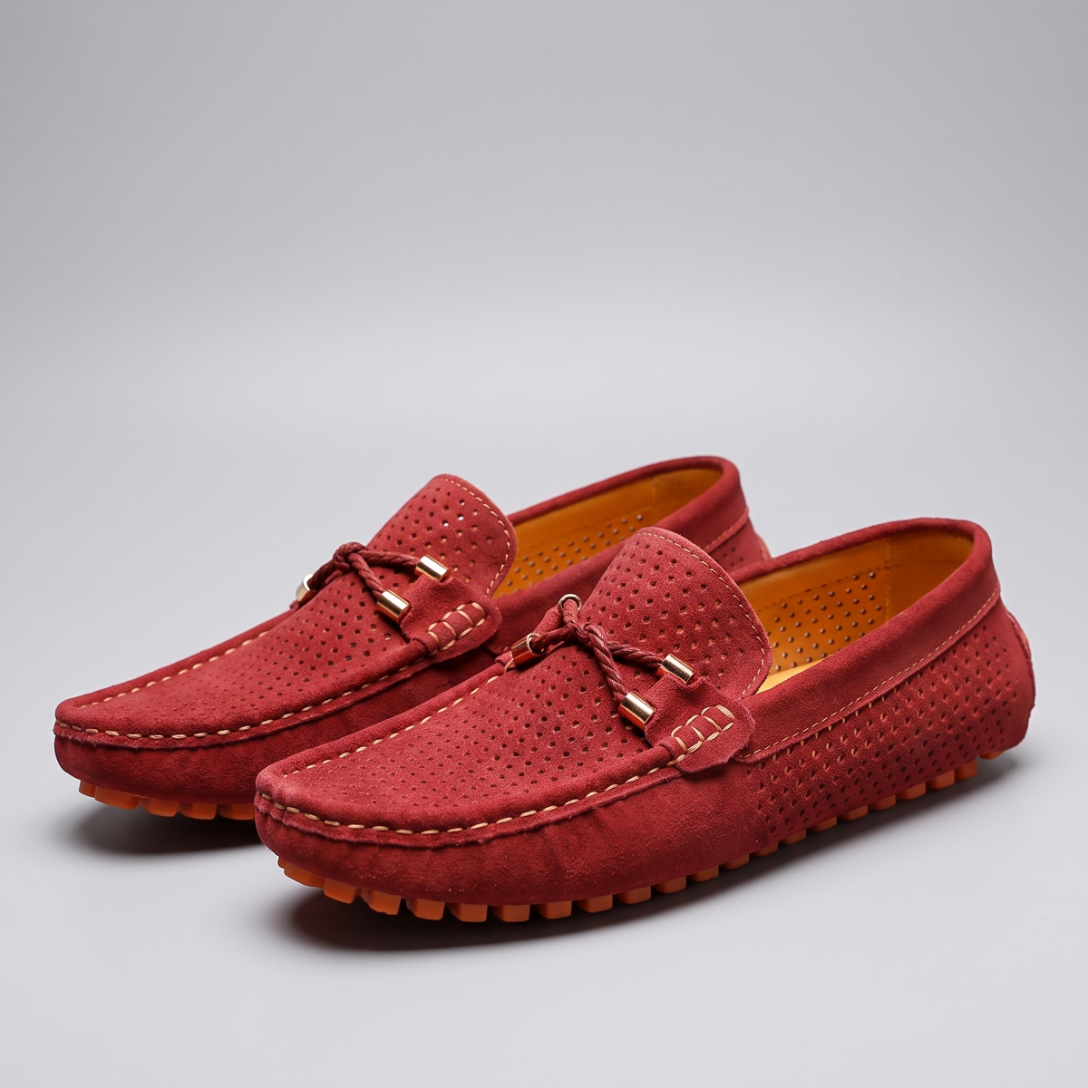 Men's Perforated Leather-Look Loafers, Slip-On Shoes - view 5