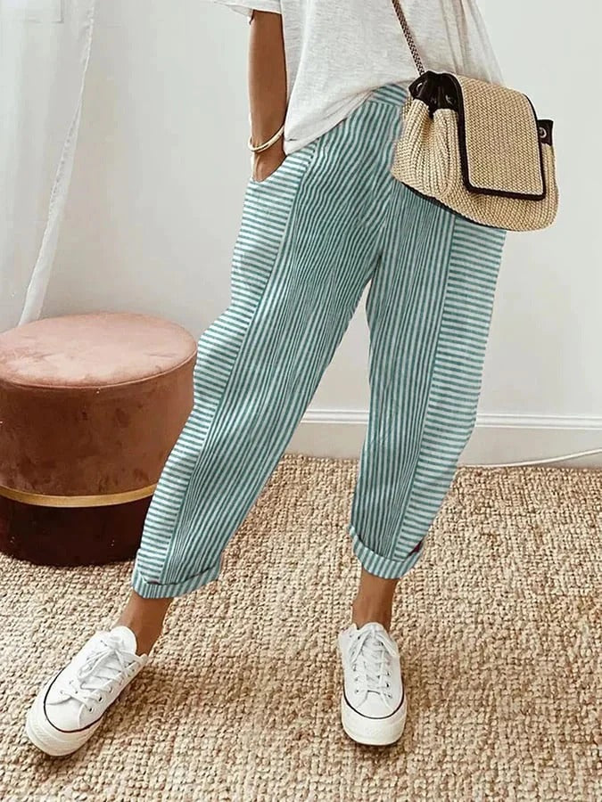 Lidarne | Lightweight Striped Wide-Leg Summer Trousers — image 6