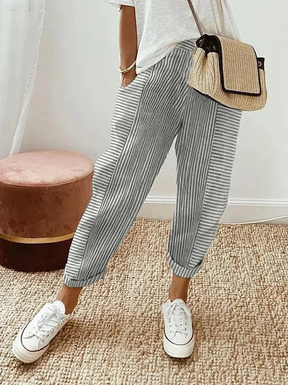Lidarne | Lightweight Striped Wide-Leg Summer Trousers — image 4