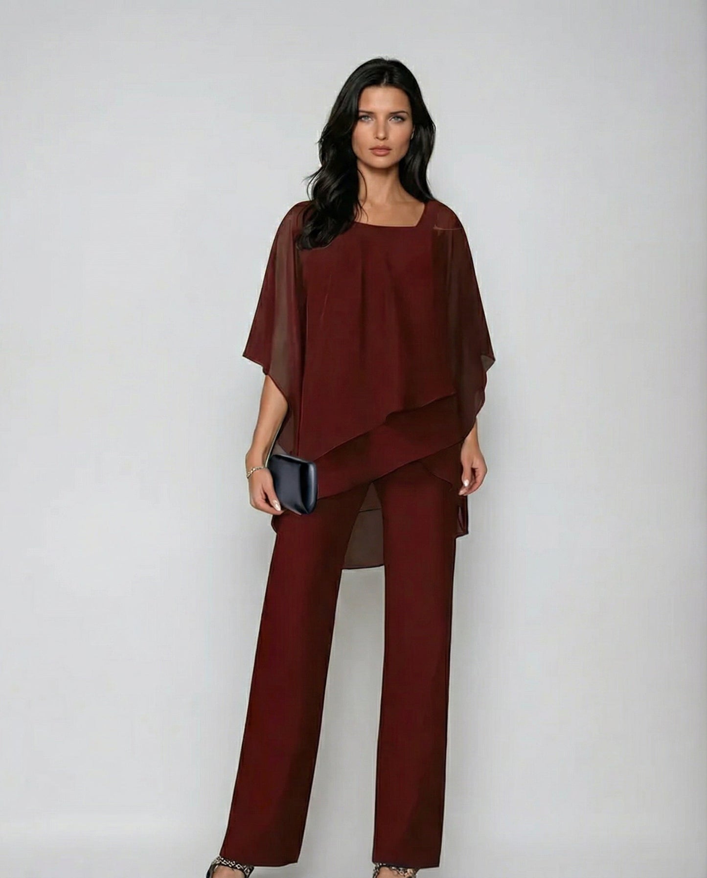 Delvora | Flowing asymmetric wide-leg two-piece set