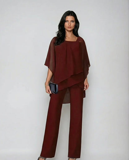 Delvora | Flowing asymmetric wide-leg two-piece set