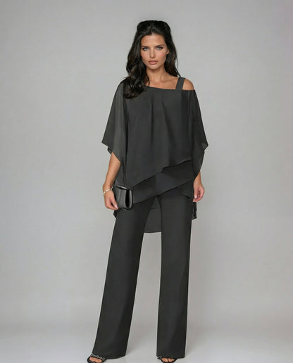 Delvora | Flowing asymmetric wide-leg two-piece set