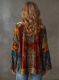Amareisse | Kimono Cardigan Boho Print Open Front Long Sleeve