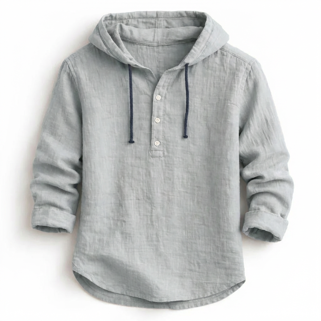 Lorvener | Men's relaxed linen hooded shirt
