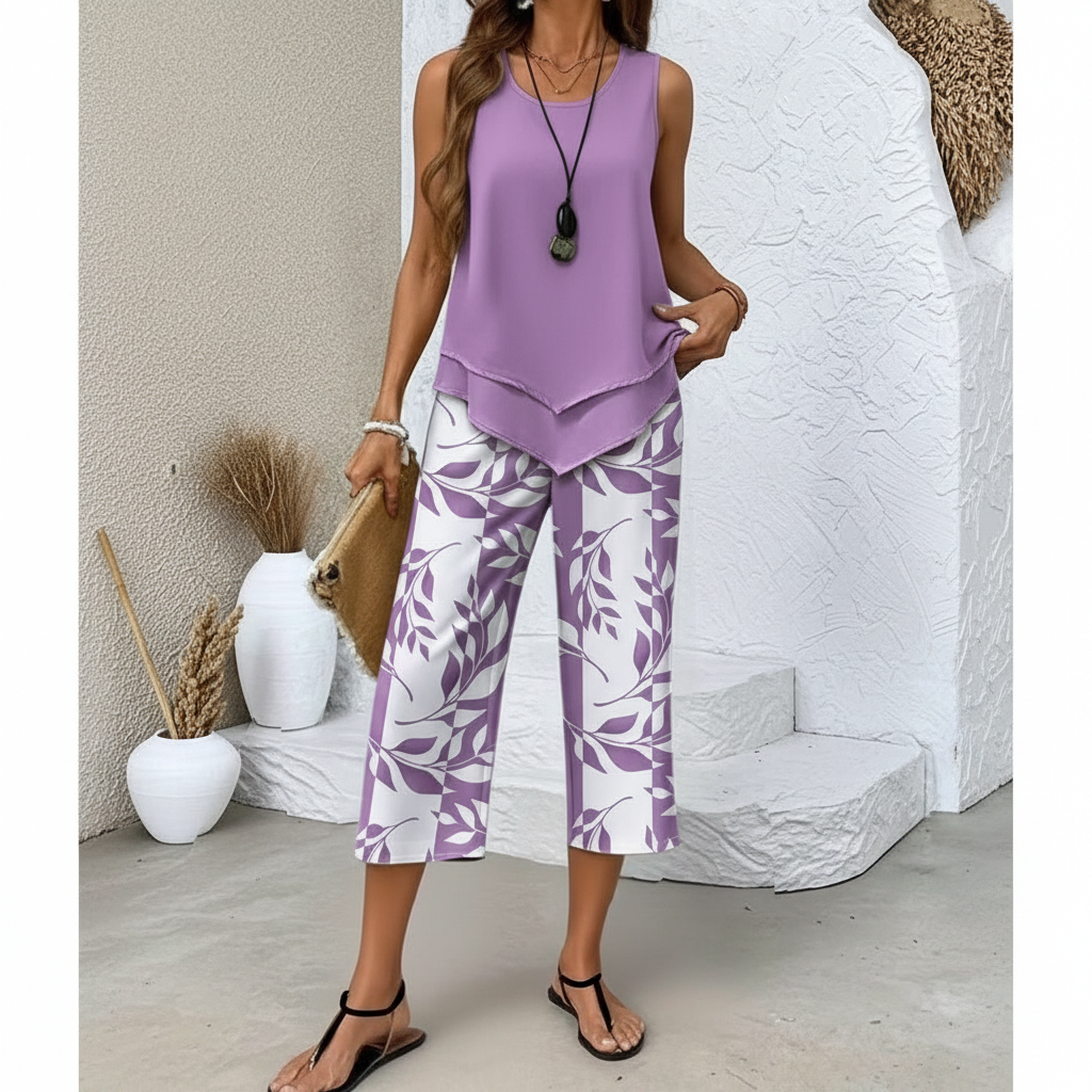 Tervelle | Botanical leaf-print two-piece co-ord set