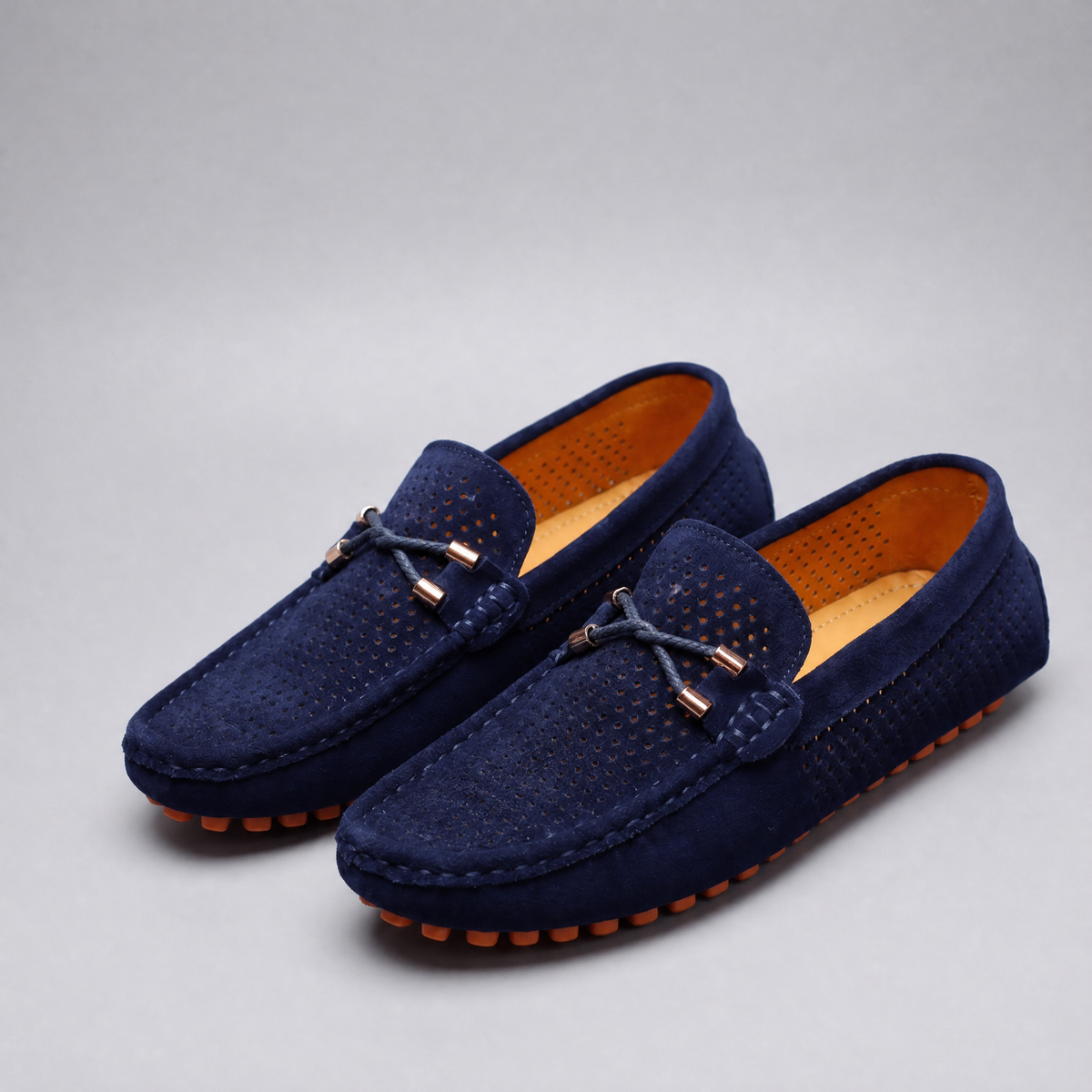 Men's Perforated Leather-Look Loafers, Slip-On Shoes - view 2