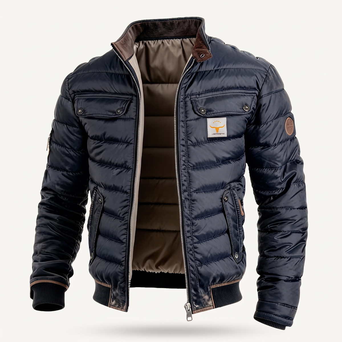 Men's Quilted Puffer Jacket, Padded Coat - view 2