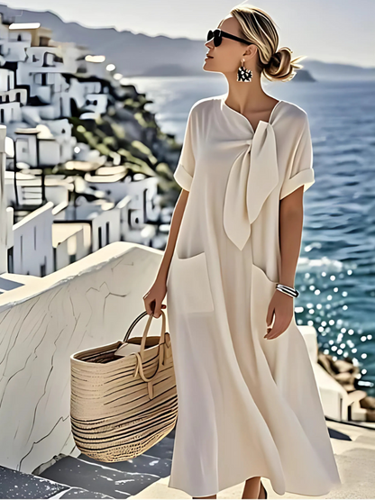 Quilara white midi dress with pockets