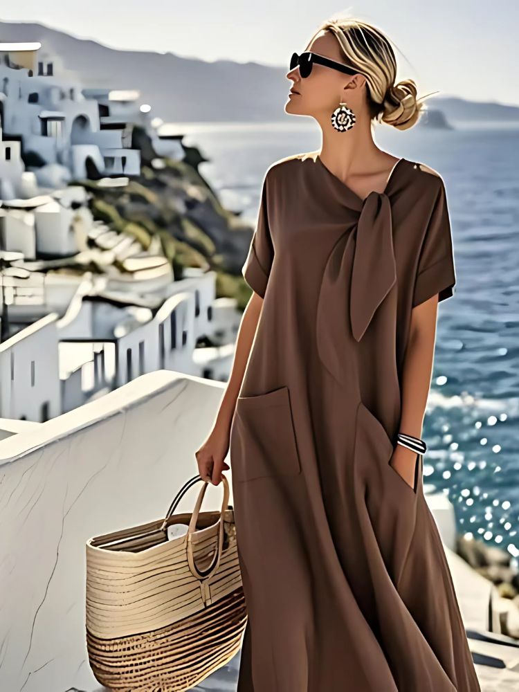 Quilara brown midi dress with pockets