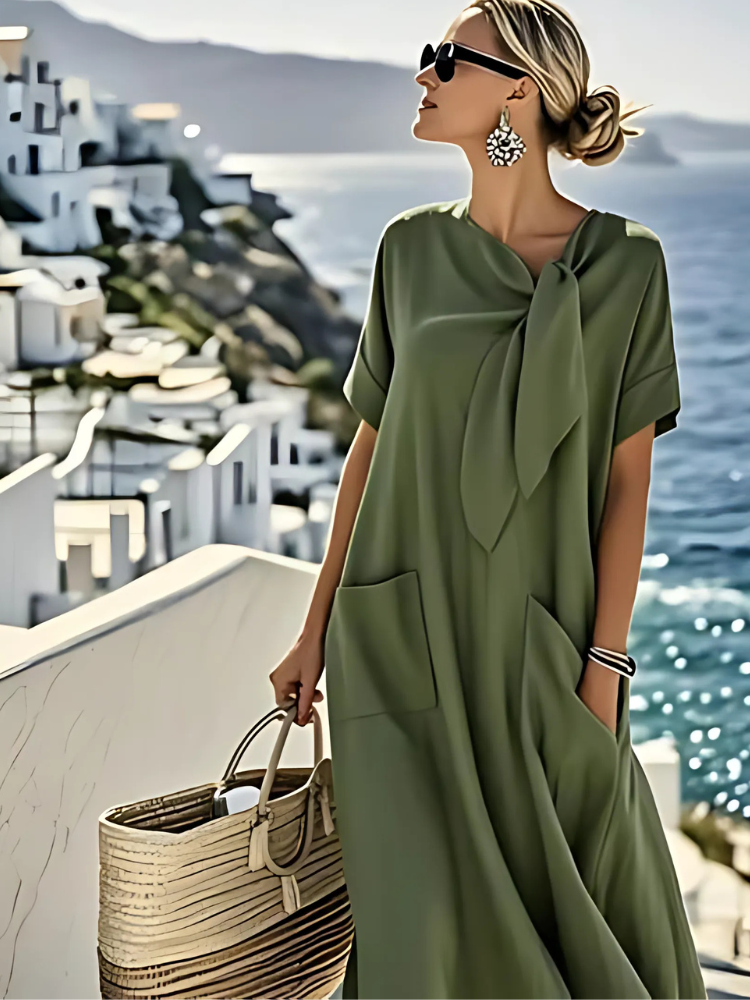 Quilara khaki midi dress with pockets