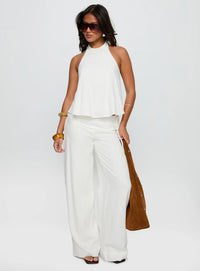 Caressanne | Trousers Linen Blend Wide Leg High Waist