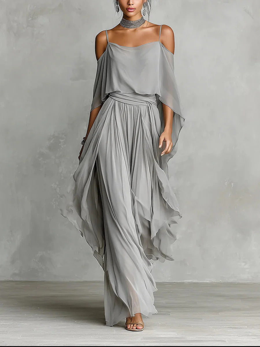 Delvaine fluid grey two-piece set front