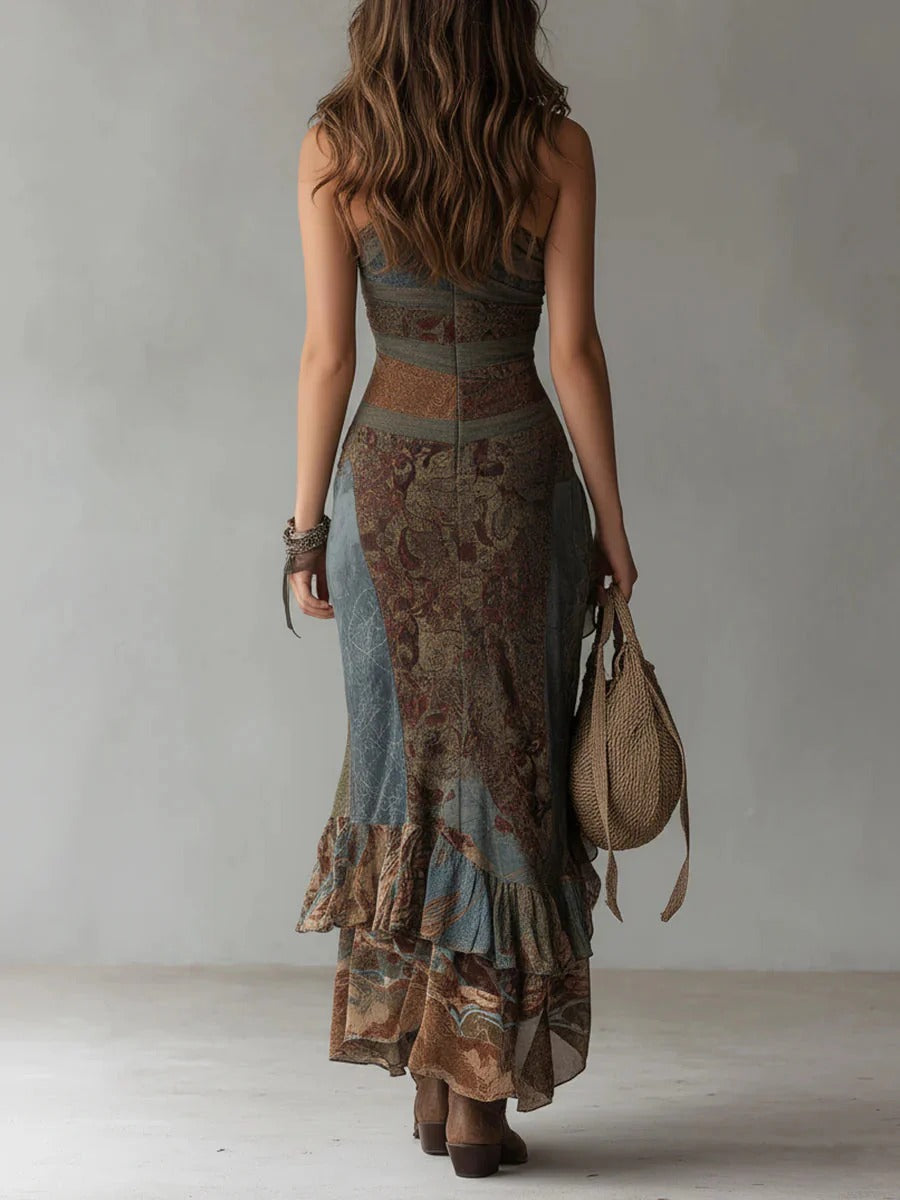 Arvane boho ethnic maxi dress - detail view