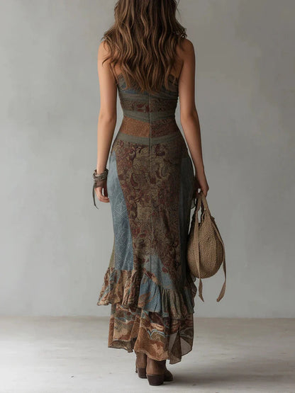 Arvane boho ethnic maxi dress - detail view