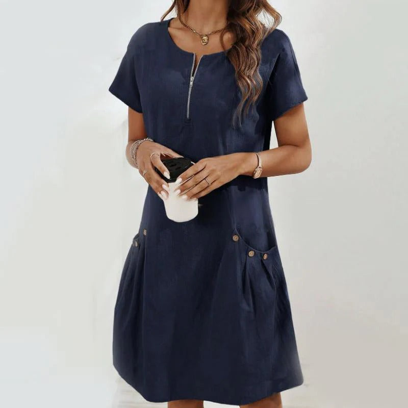 Talvine | Half-zip button-pocket dress