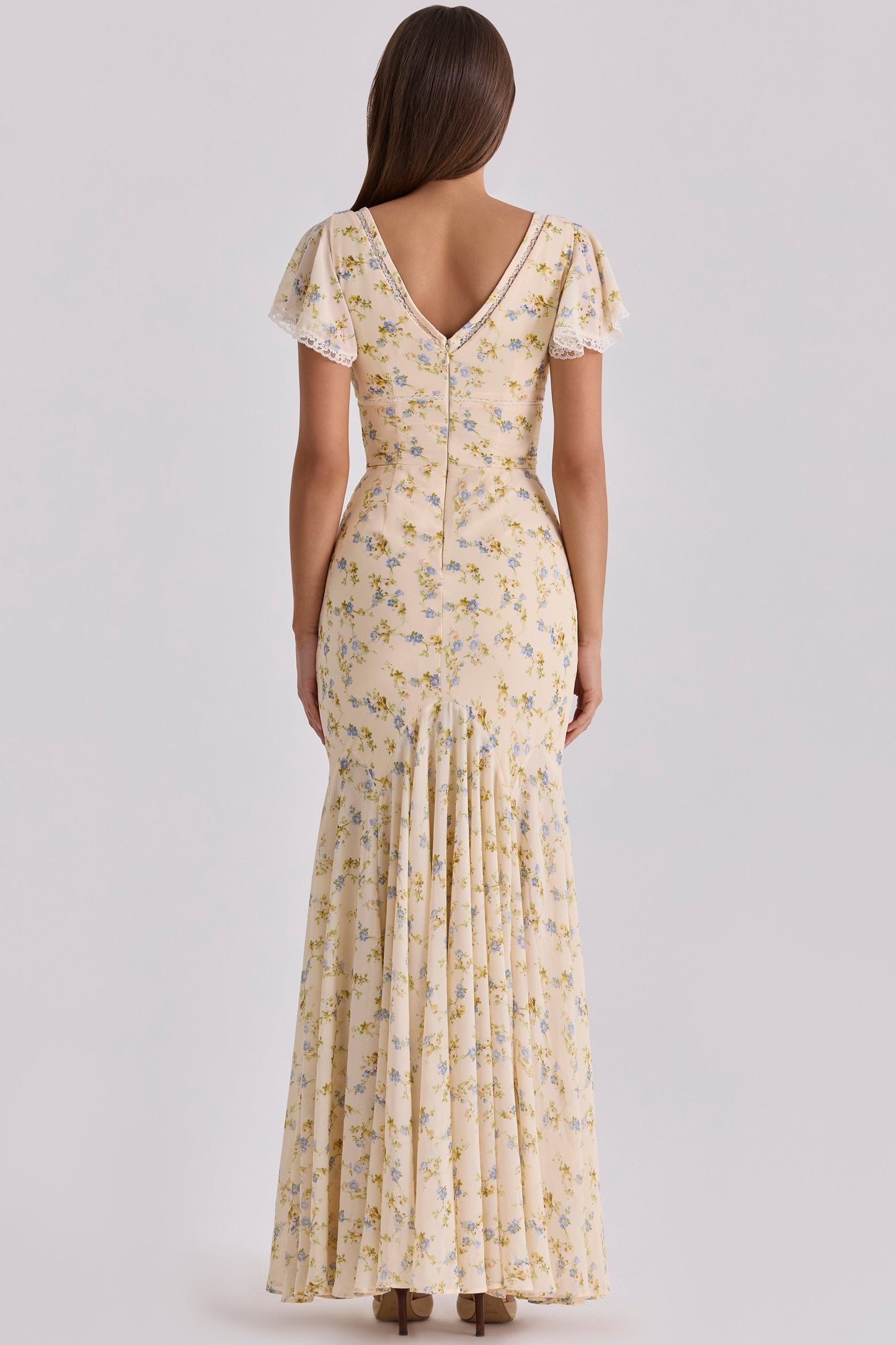 Morvene floral dress back view